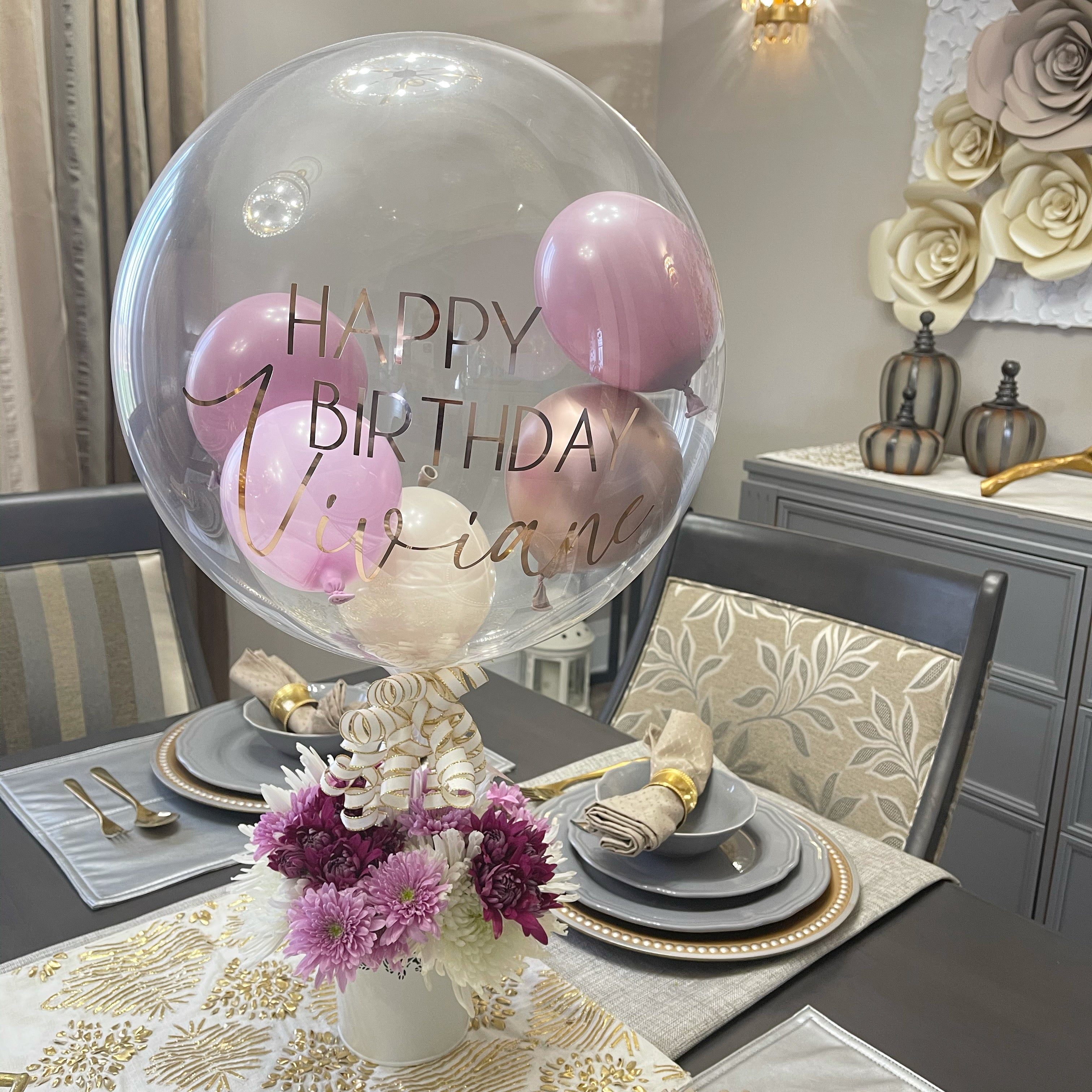 Floral Balloon Bouquet (Standard) - Purple Colour Scheme